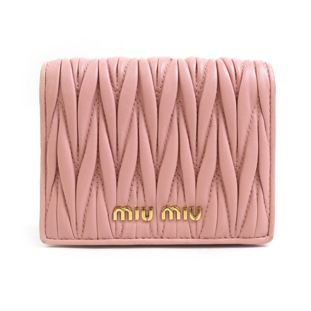 Miu Miu Matelasse Leather Bi fold Wallet Pink